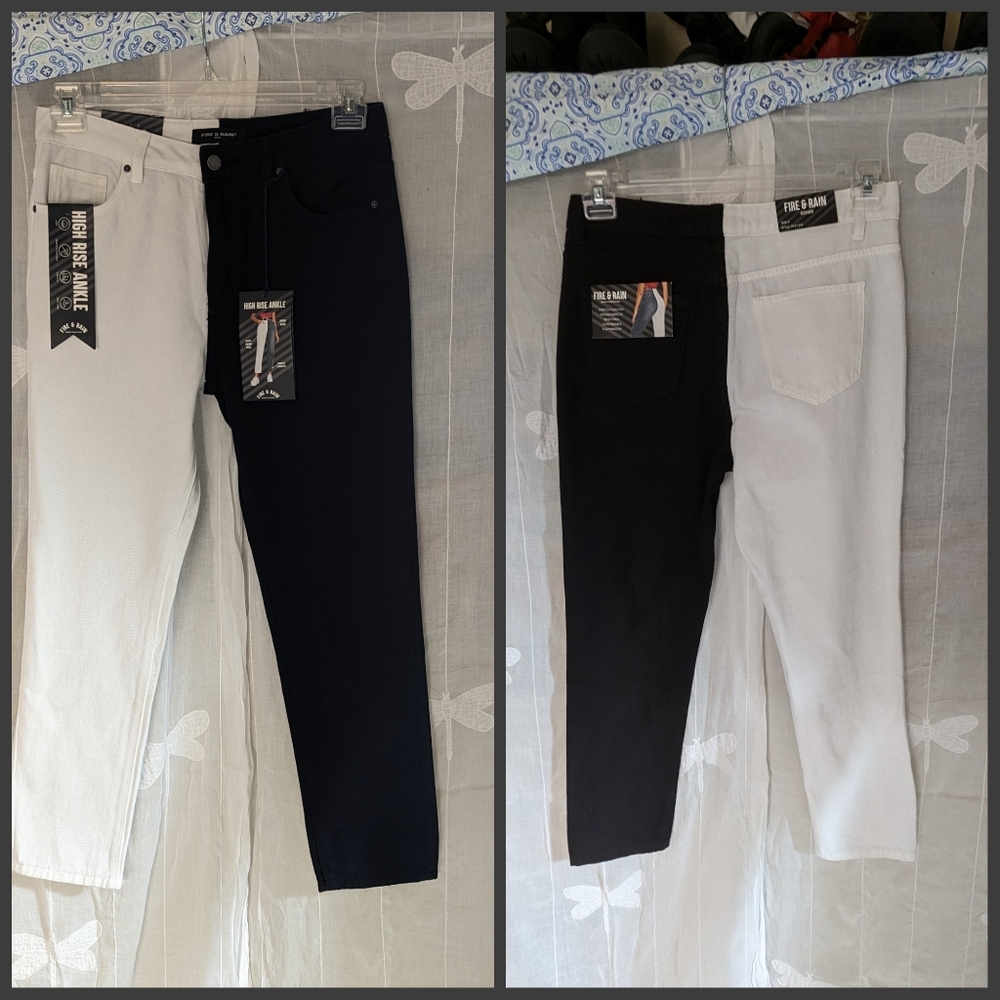 Rain & Fire Ying Yang black white denim jeans sz 9